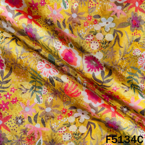 Digital Print Upada Silk Fabric - F5134